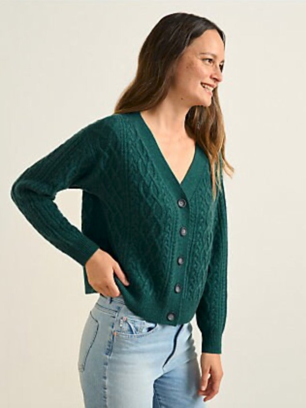 Garnet Hill Vera Cropped Cashmere Cardigan